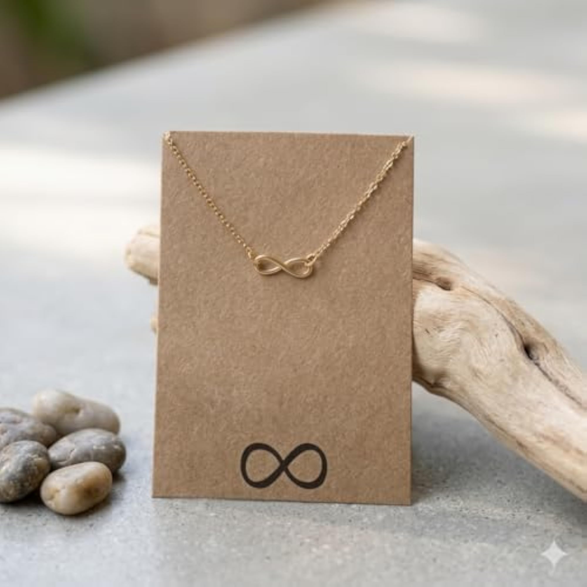Gold Tone Infinity Symbol Pendant Necklace, Minimalist Style